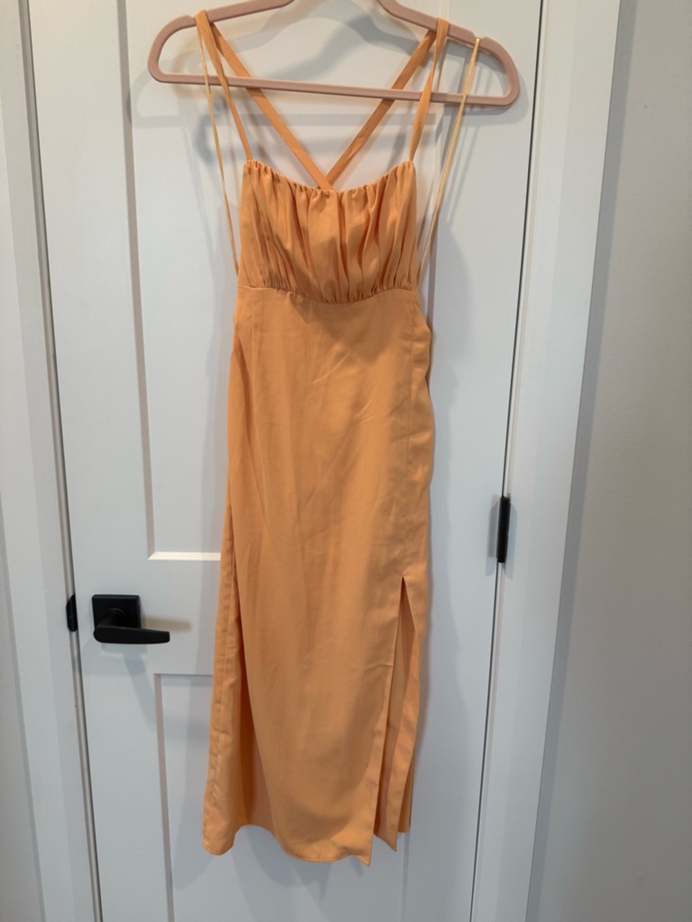 Abercrombie Peach Lace Up Midi Dress